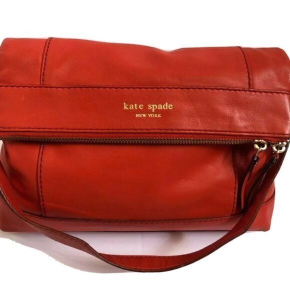 Kate Spade handbag Leather Purse tote red Orange - Picture 8 of 14